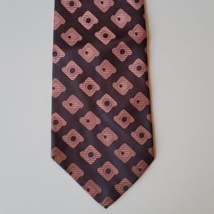 Vintage Luxura of Superba Pink Black Print Necktie